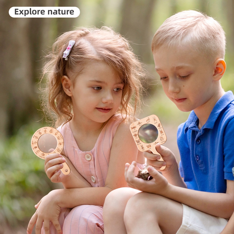 Outdoor Adventure Educator - 0-3 Baby Cadeau Buitenspeelgoed Houten vergrootglas