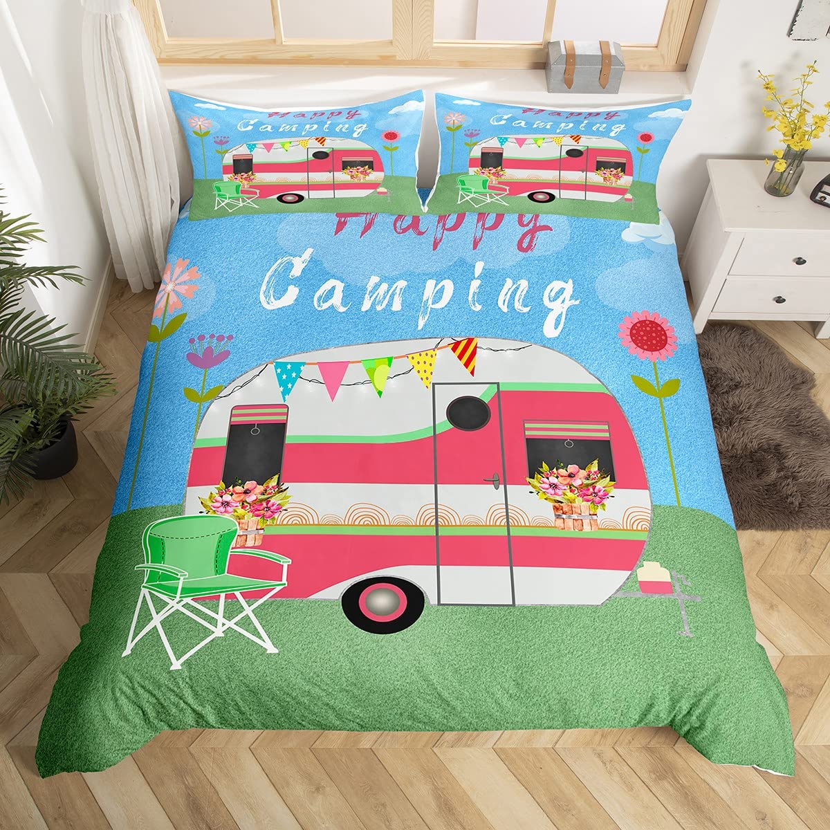 Outdoor Adventure Quilt - Happy Camping Dekbedovertrek Camper Beddengoed Set