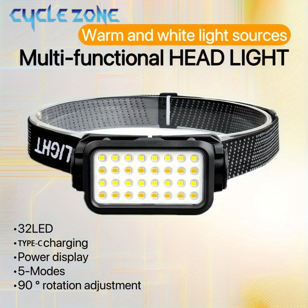 Outdoor Adventure At - Oplaadbare koplamp met 32 LED's, 5