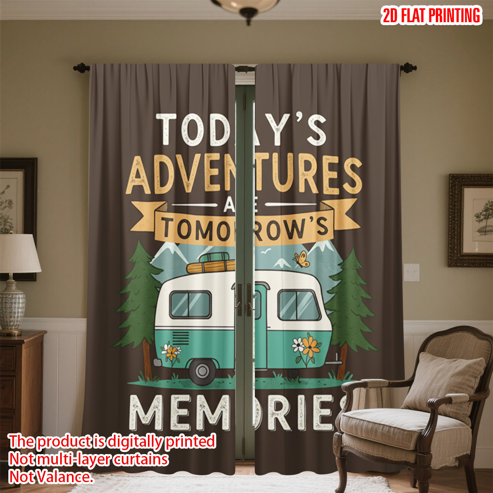 Outdoor Adventure Youtube - 2 stuks 2D plat bedrukt gordijn