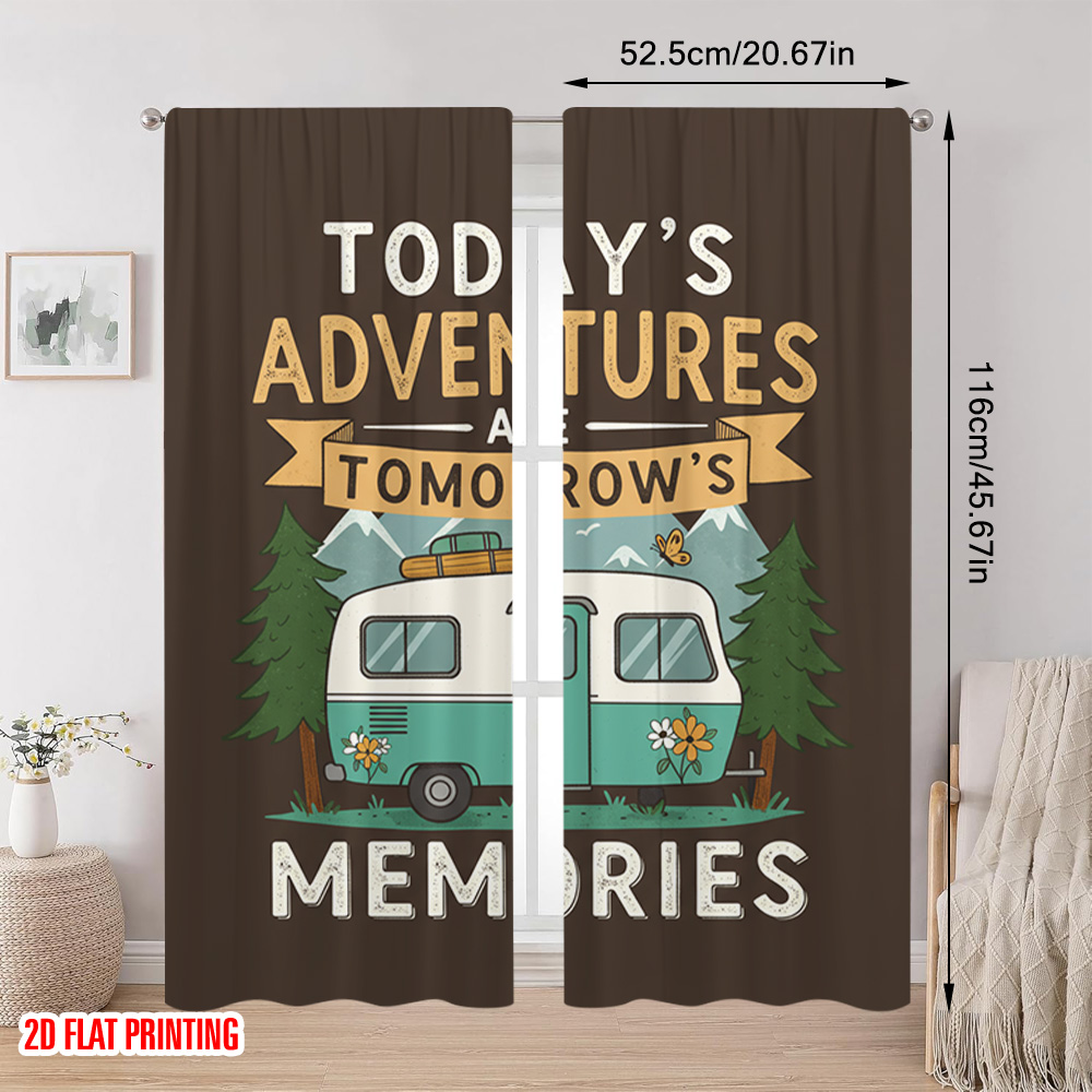 2 stuks 2D plat bedrukt gordij - Outdoor Adventure Youtube recensie en prijs