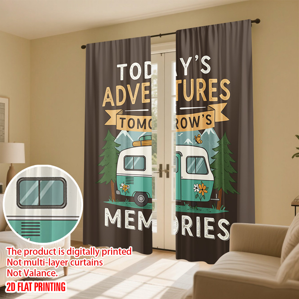 2 stuks 2D plat bedrukt gordij - Outdoor Adventure Youtube recensie en prijs