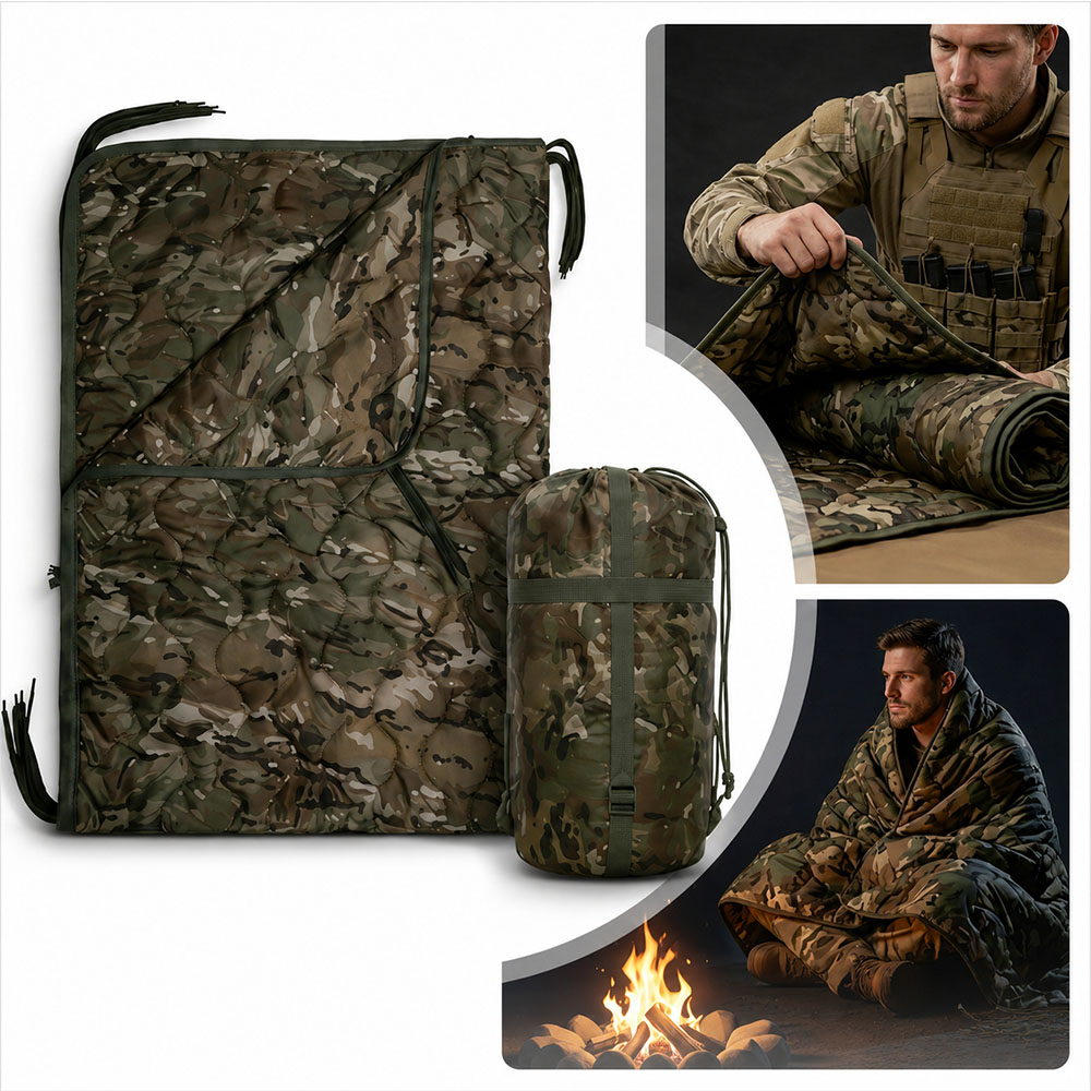 Camouflage-campingdeken met ri - Outdoor Adventure Quilt recensie en prijs