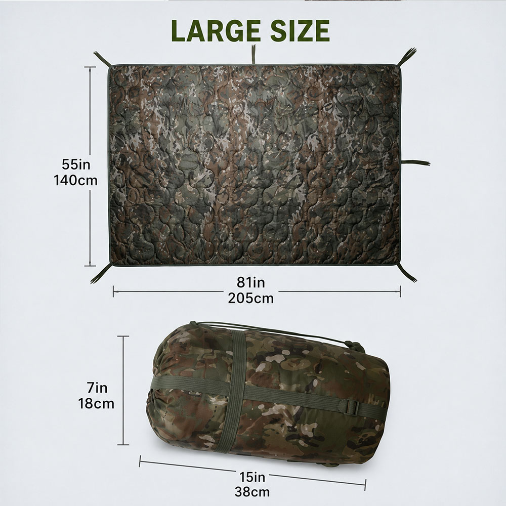 Camouflage-campingdeken met ri - Outdoor Adventure Quilt recensie en prijs